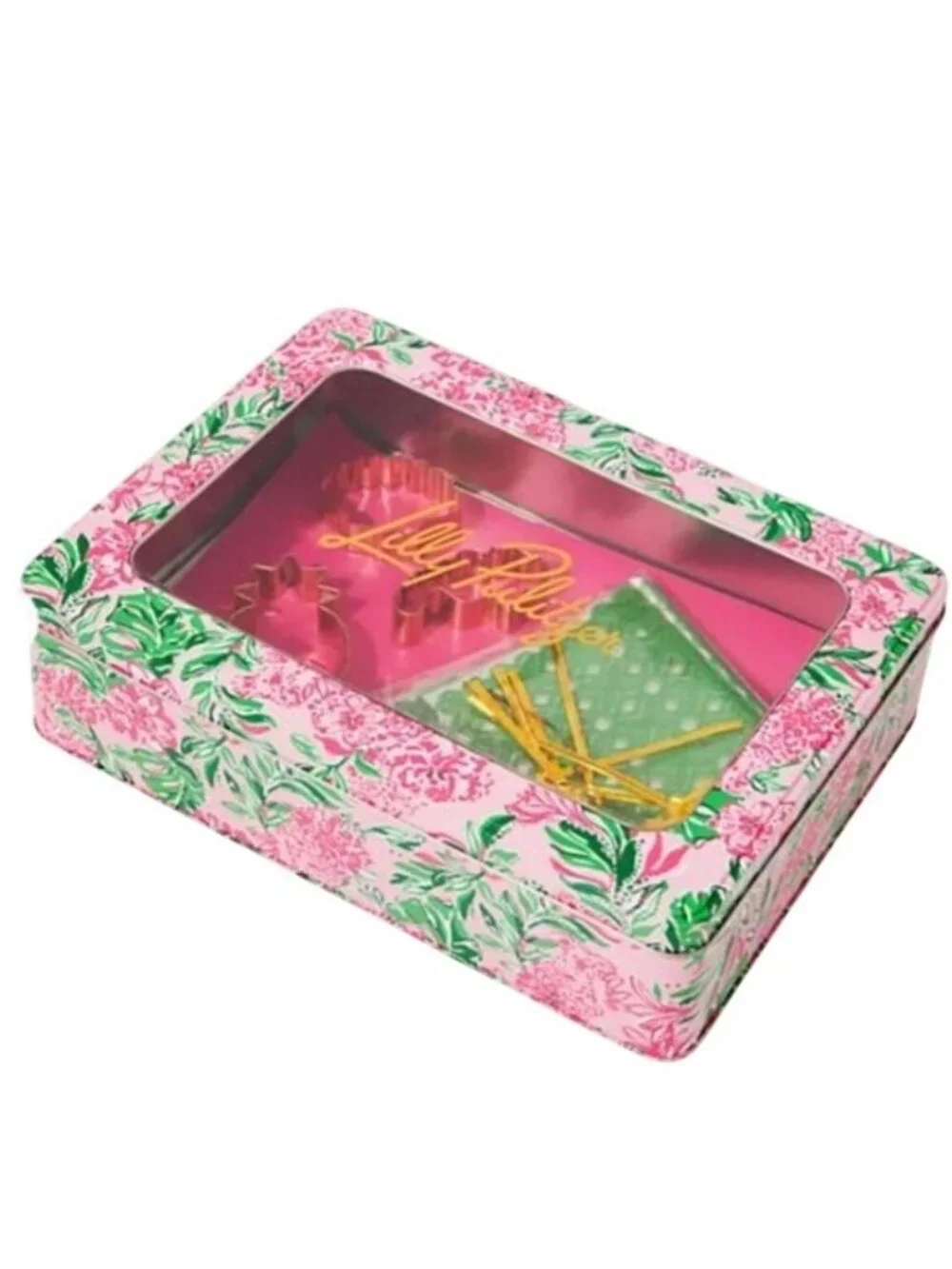 Lilly Pulitzer Cookie Cutters Set of 3 & Exchange Kit in Metal Tin Hostess Gift
